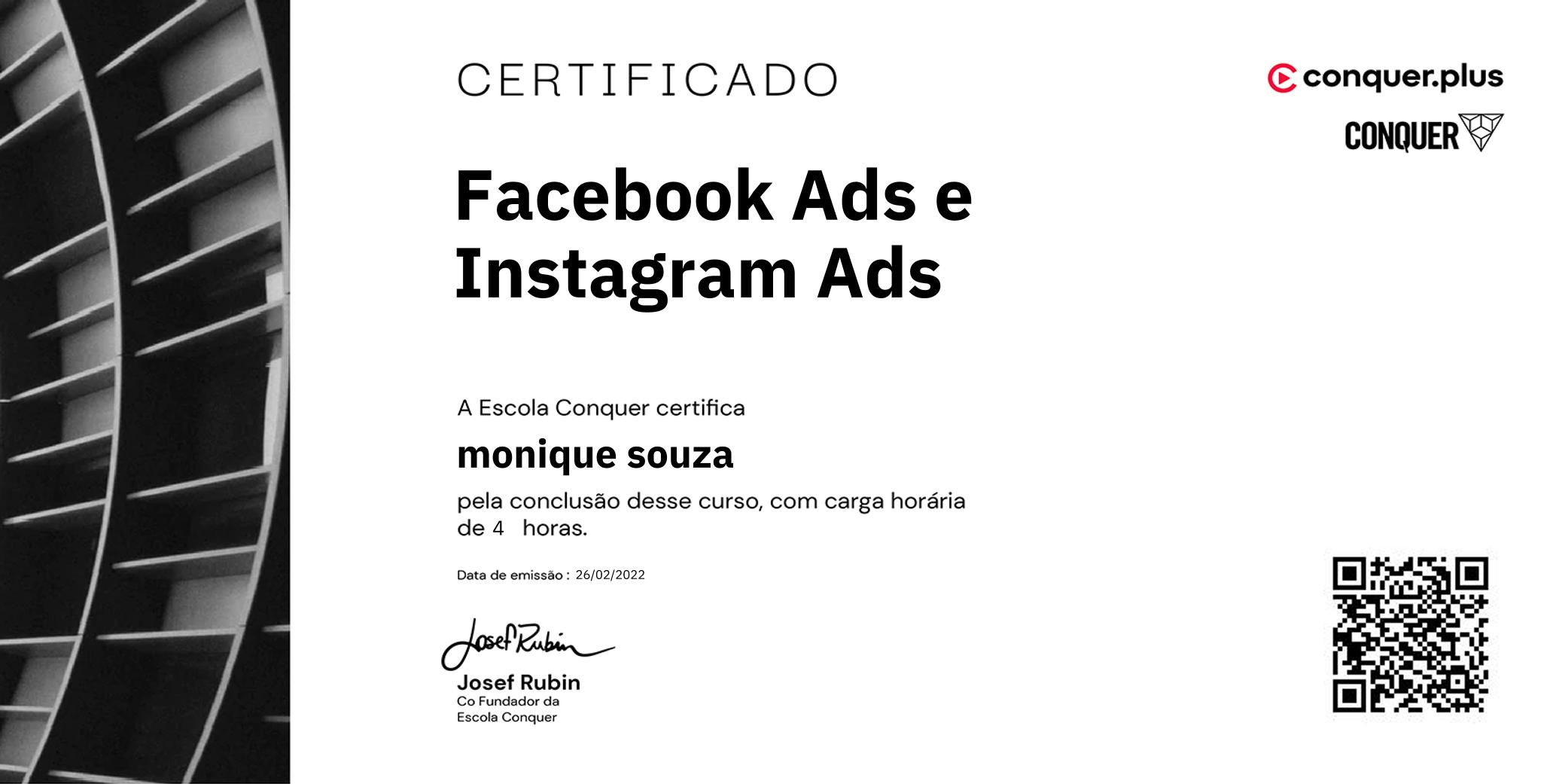 Certificado de Facebook Ads e Instagram Ads
